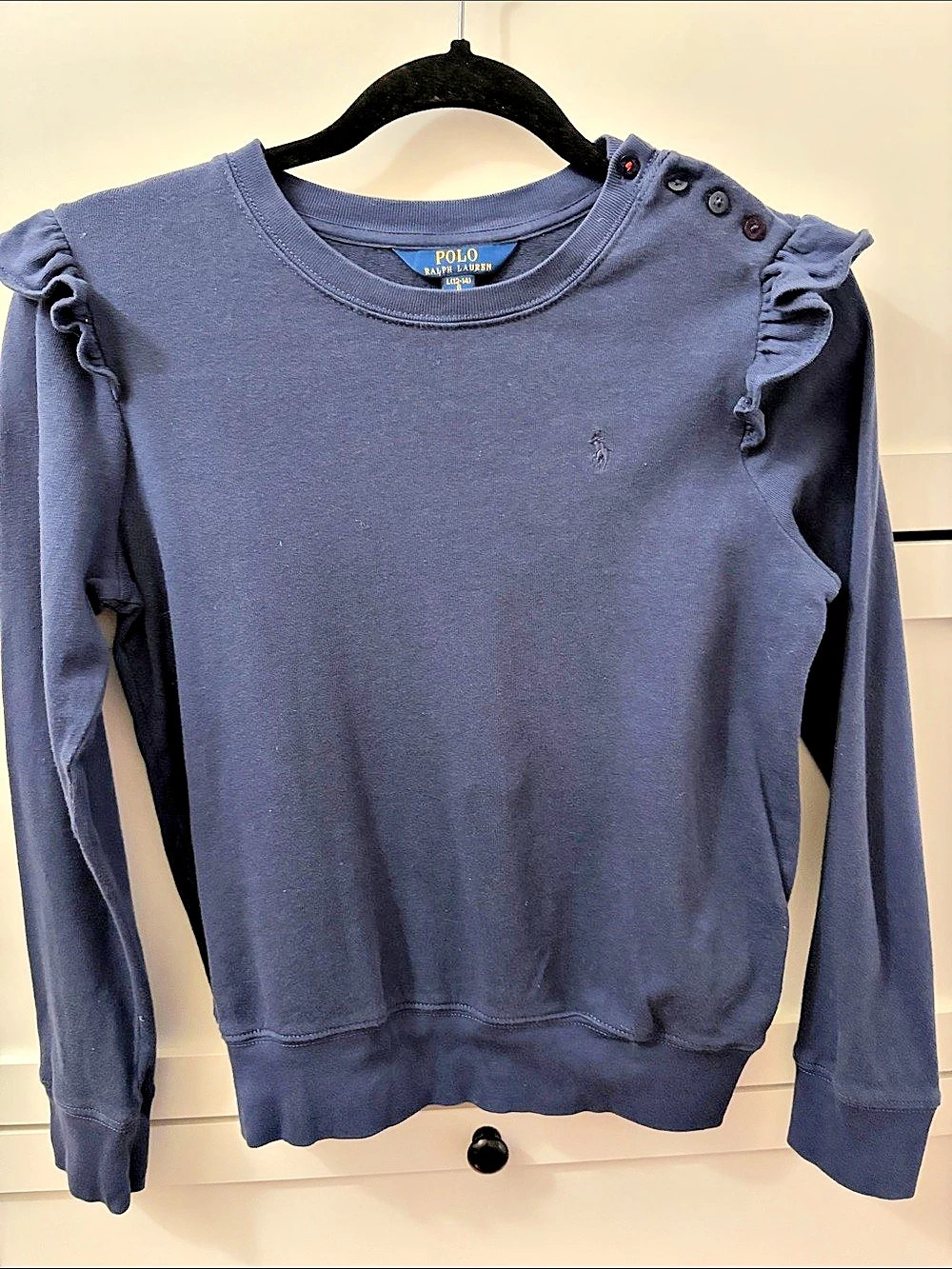 Polo Ralph Lauren Girls Ruffle-Trim Fleece Sweatshirt Blue Medium